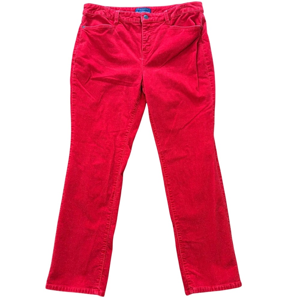 Talbots Simply Flattering 5-Pocket Corduroy‎ Pants Red Petite Size 12P Straight
